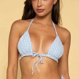NWT MONTCE PERI MICRO GINGHAM EMMA BIKINI TOP